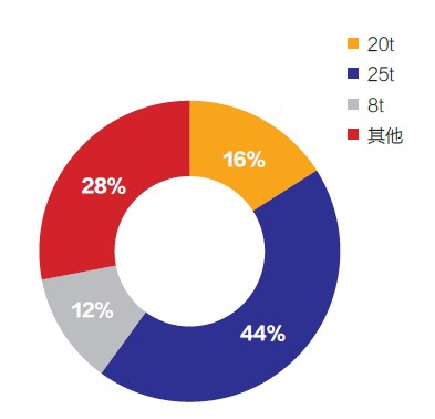 2013年1- 8月我國汽車起重機主要機型銷量占比